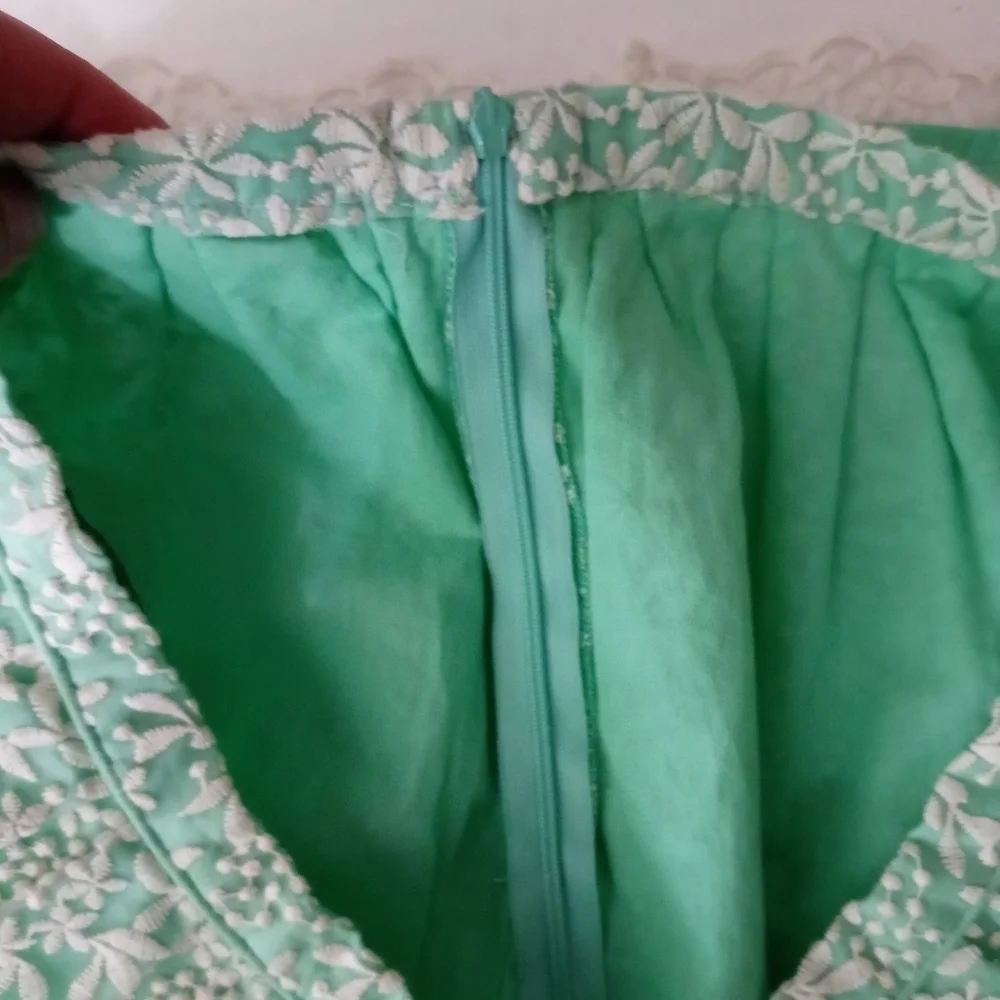 Zara Embroidered Mint Floral Print A-line Skirt  Size S.